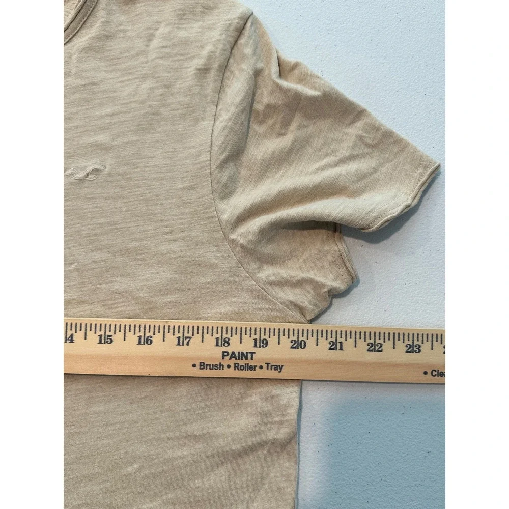 Hollister California Men's Size Large Tan Heathered Logo T Shirt Cotton - Picture 5 of 8